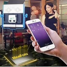 NiceFoto SL-600A 30W compact LED panel with 3200K–6500K bi-color, CRI 96+, 3000lm output, APP/manual control, dual power, and durable metal body.
