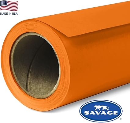 Savage Seamless Paper Photography Backdrop - Color #24 Orange, Size 9 Feet Wide x 36 Feet Long, Backdrop for YouTube Videos, Streaming, Interviews and Portraits - Made in USA