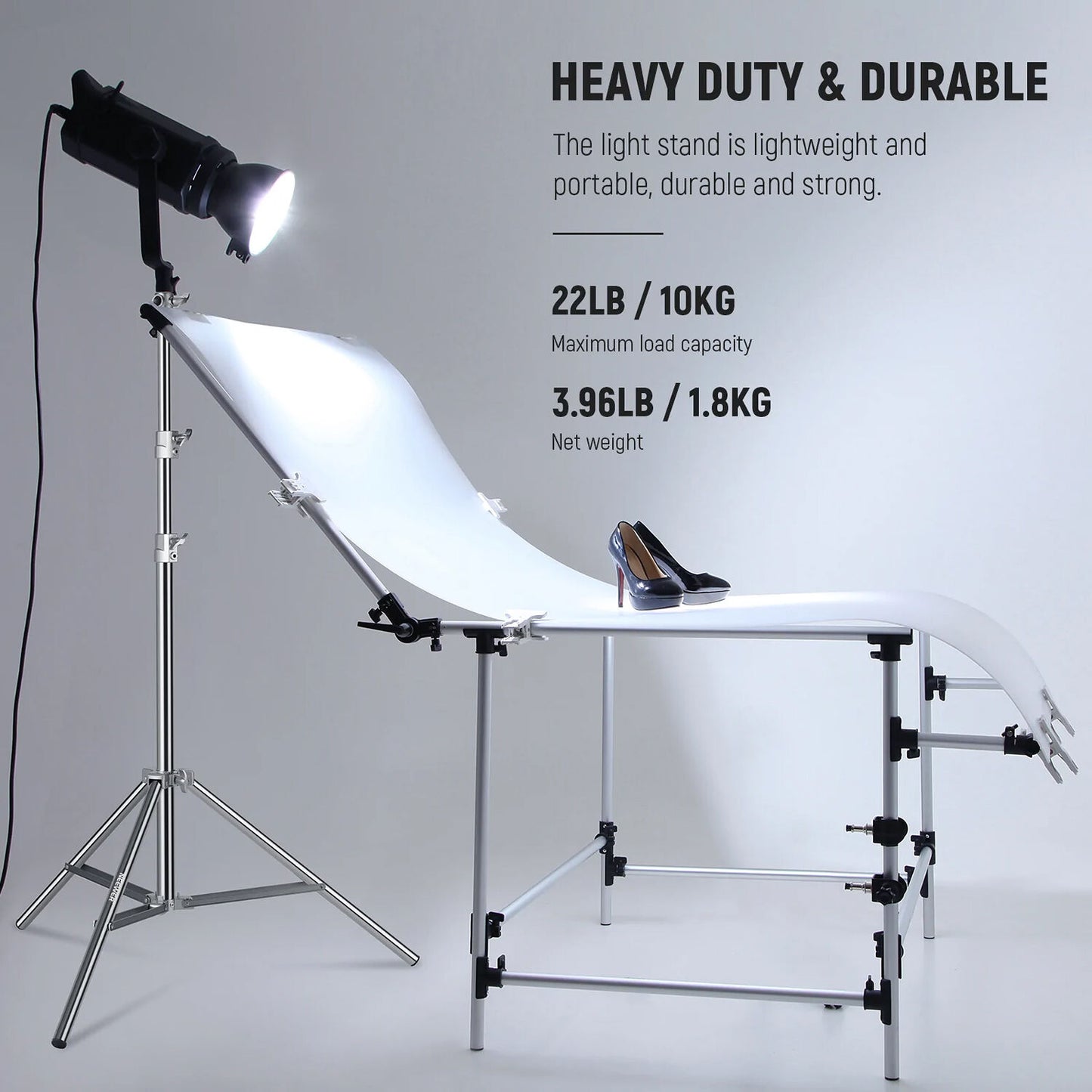 DigiPro Steel Light Stand 806 SS – Heavy Duty Stainless Steel Tripod Stand with Adjustable Height & 1/4" + 3/8" Screw Mount