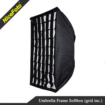 NiceFoto 60×90 cm Umbrella Frame Softbox with Grid & 2 Diffusers – Quick Open Light Modifier