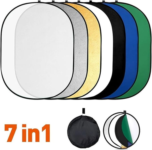 7-in-1 Photography Reflector 110×168cm | Portable Light Diffuser & Reflector