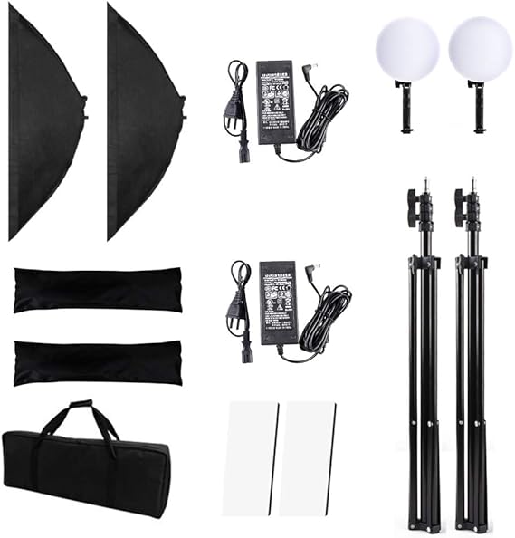 DigiPro LED 80W BI COLOR KIT Softbox Lighting Kit (2 Pack) with 3200K–5500K dimmable LEDs, 2M stands & carrying bag. Perfect for studio photography & video.