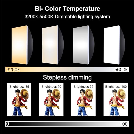 DigiPro LED 80W BI COLOR KIT Softbox Lighting Kit (2 Pack) with 3200K–5500K dimmable LEDs, 2M stands & carrying bag. Perfect for studio photography & video.