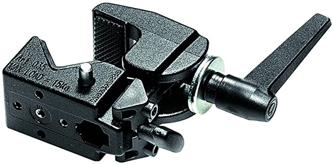 NiceFoto Super Clamp B-01 with 5/8" Stud, Spring Lock, 2.4" Jaw Grip Heavy Duty Crab Pole Clamp for Round Pipe Flat Surface, for Photography Studio Camera Lighting Mounting, Max Load 33lb/15kg