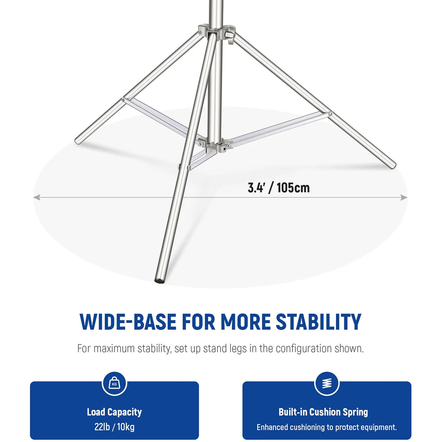 DigiPro Steel Light Stand 806 SS – Heavy Duty Stainless Steel Tripod Stand with Adjustable Height & 1/4" + 3/8" Screw Mount