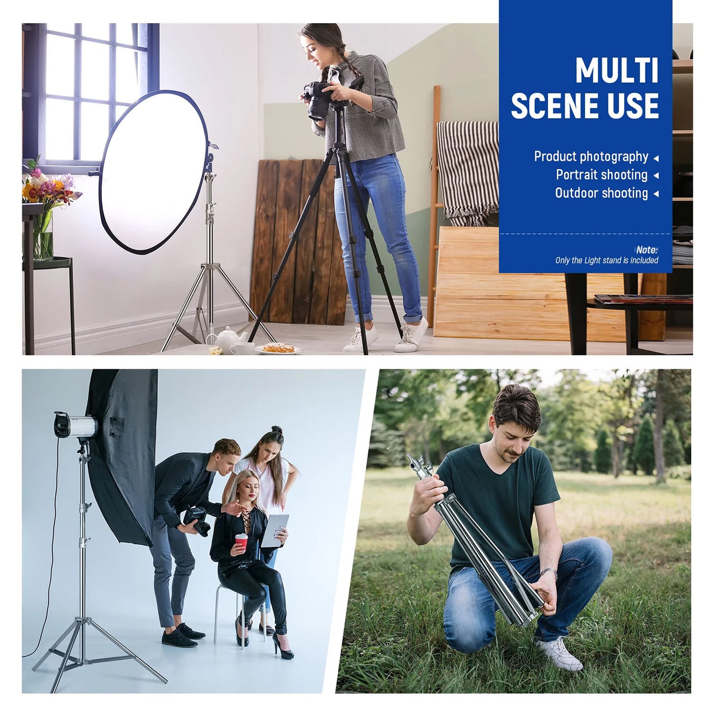 DigiPro Steel Light Stand 806 SS – Heavy Duty Stainless Steel Tripod Stand with Adjustable Height & 1/4" + 3/8" Screw Mount