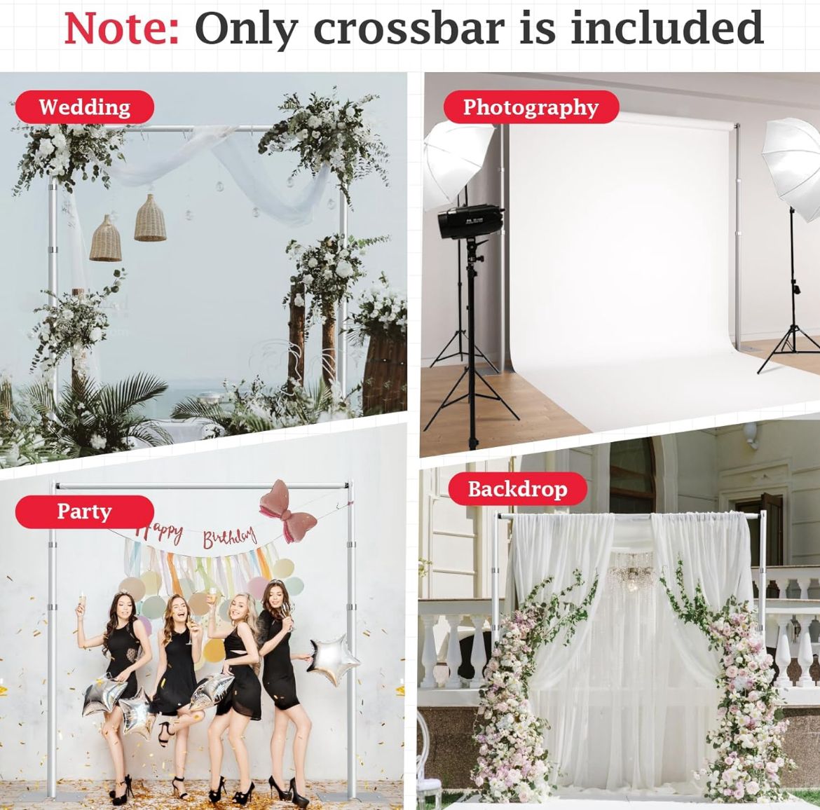 DIGIPRO 10 Feet/3M Aluminum Alloy 3 Section Telescopic Background Support Cross Arm Crossbar (Black/Silver) With Kitbag
