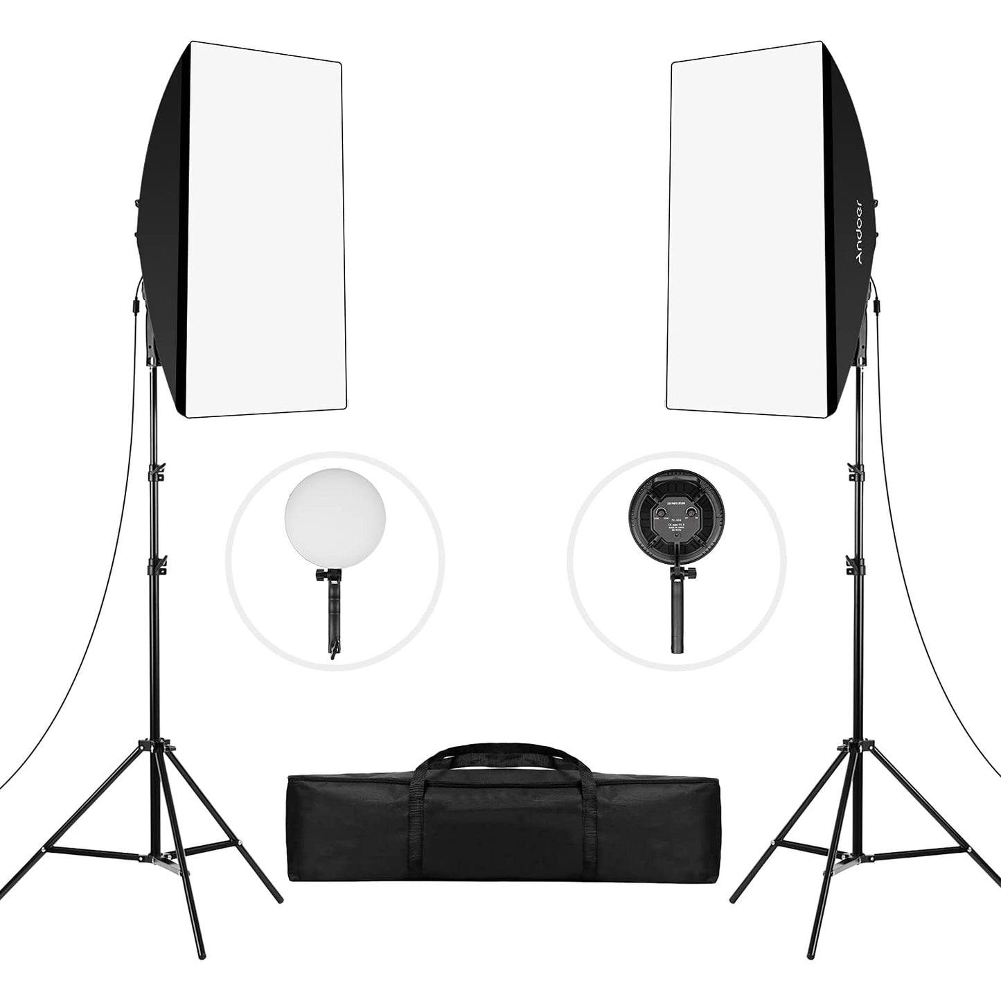 DigiPro LED 80W BI COLOR KIT Softbox Lighting Kit (2 Pack) with 3200K–5500K dimmable LEDs, 2M stands & carrying bag. Perfect for studio photography & video.