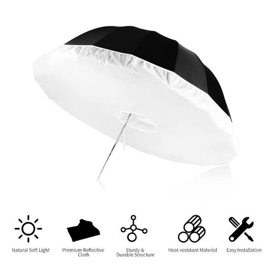 UMBRELLA BOX 71"/180cm Parabolic Reflective Umbrella Photography with White Inner, Soft Lighting with Diffuser Cover, Bag, Quick Fold for Camera Photo Studio Video Light Shooting Monolight Flash
