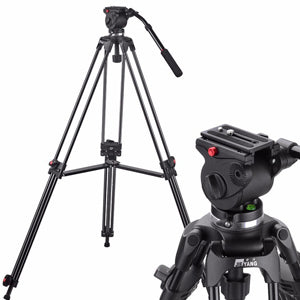 LibecEK II Aluminum Tripod with Fluid Head – 161cm Max Height, 6kg Load Capacity, 3-Stage Stand