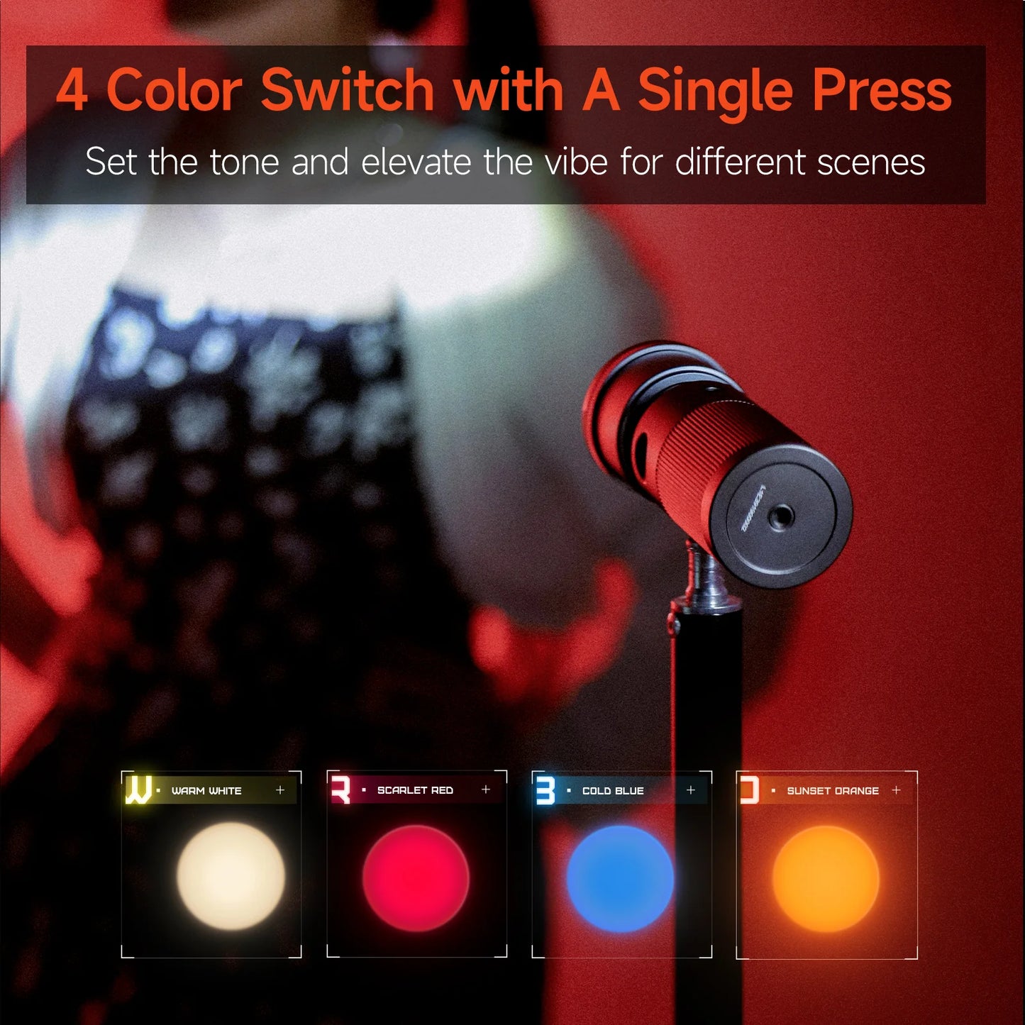 Photoolex 10W Photography Spotlight 🎨 | 4 Color LED Handheld Light with Gobos & Diffuser | Portable Camera & Video Light Pakistan
