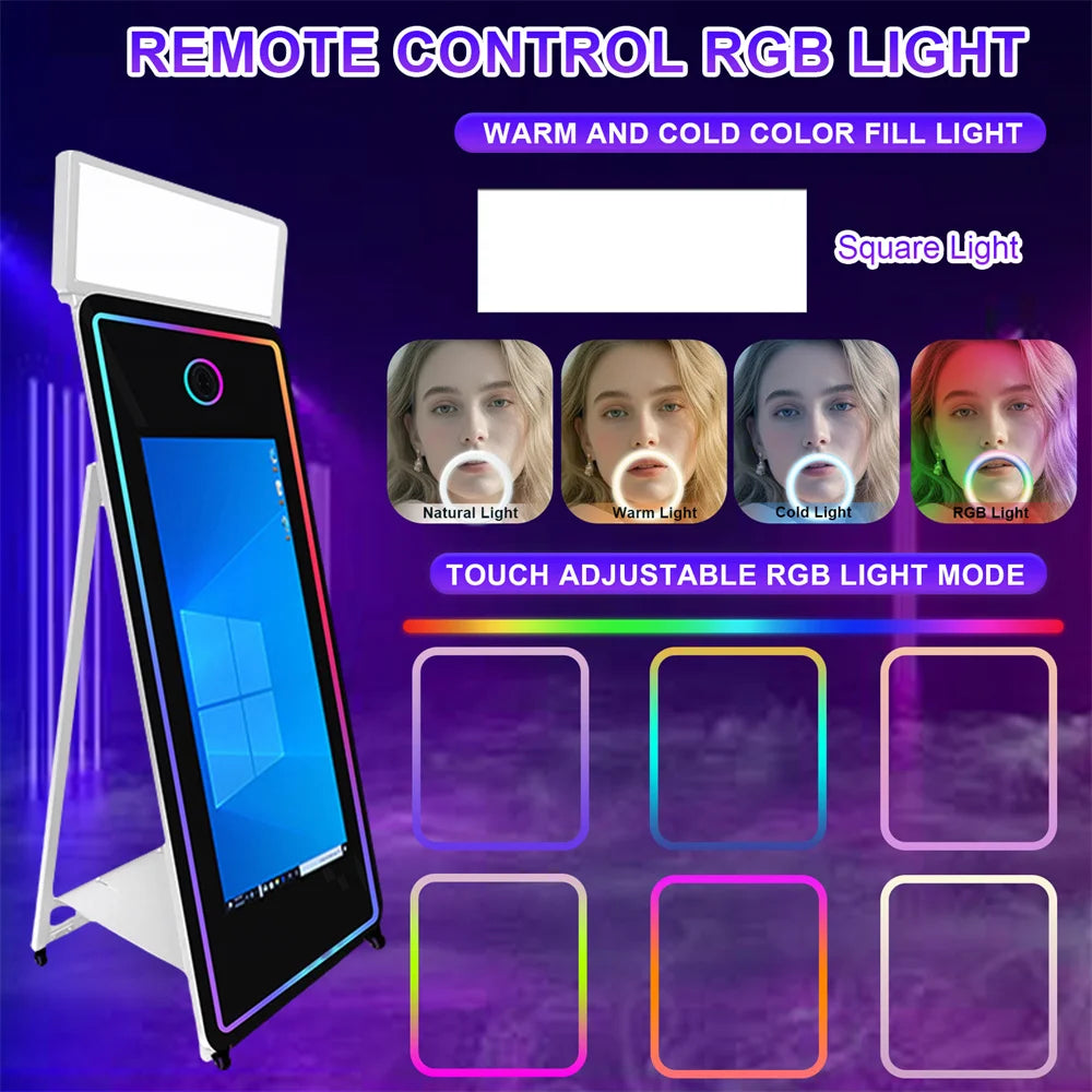 DIGIPRO 65″ Magic Mirror Photo Booth With 43″ Touch Screen + Dual Cases (Wooden + Flight Case)  Premium Interactive Selfie Booth Package for Events, Weddings & Parties