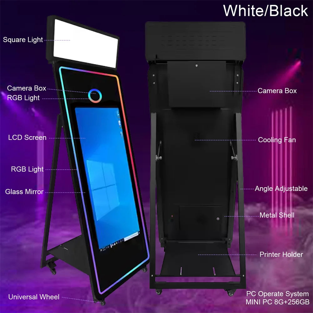 DIGIPRO 65″ Magic Mirror Photo Booth With 43″ Touch Screen + Dual Cases (Wooden + Flight Case)  Premium Interactive Selfie Booth Package for Events, Weddings & Parties