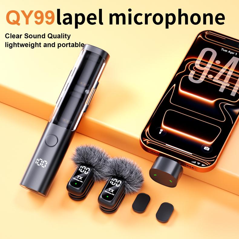 DIGIPRO QY99 2.4GHz Wireless Lavalier Microphone for USB Type-C & iPhone | Rechargeable Clip-on Mic for Vlogging, Interviews & Live Streaming