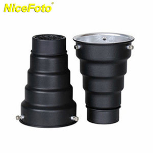 NiceFoto SN-07 Universal Snoot with Honeycomb Grid – 98mm Front Diameter, Aluminum Alloy, Adjustable Light Control