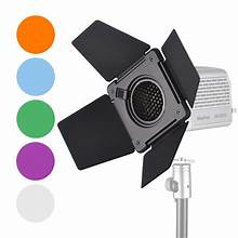 NiceFoto SN-33 Universal Barn Door with Honeycomb & 5 Color Gels – Mini Bowens Mount Light Shaper
