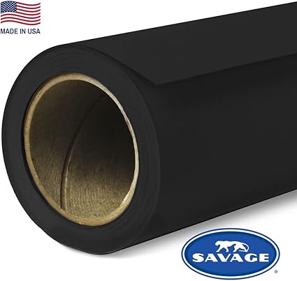 Savage Seamless Paper Photography Backdrop - Color #20 Black, Size 9 Feet Wide x 36 Feet Long, Backdrop for YouTube Videos, Streaming, Interviews and Portraits - Made in USA