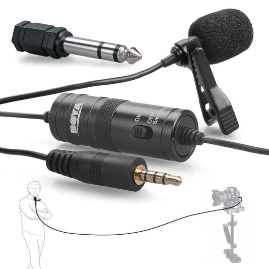 BOYA BY-M1 Omnidirectional Lavalier Microphone – 6m Cable, TRRS, Switch for Camera/Smartphone