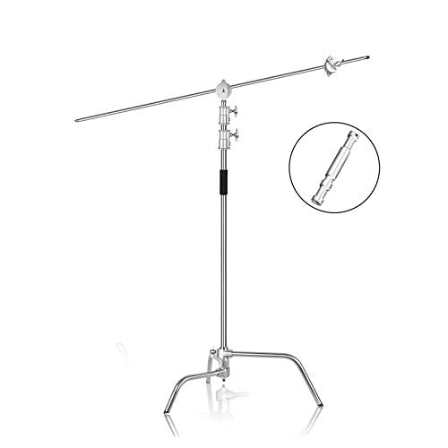 Heavy Duty C-Stand with 2.5" Grip Head & 40" Arm – Detachable Base, Chrome-Plated, Sandbag Included