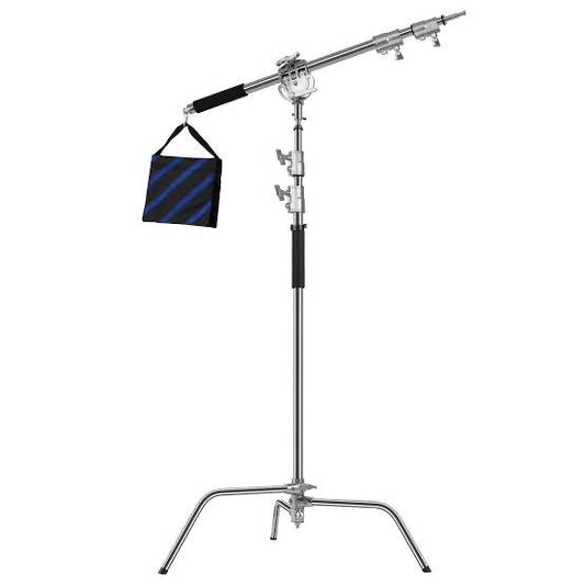 Stainless Steel Turtle Base Boom Stand with Sandbag – 4.9 m / 25 kg Load, 4-Section Ultra-Reach