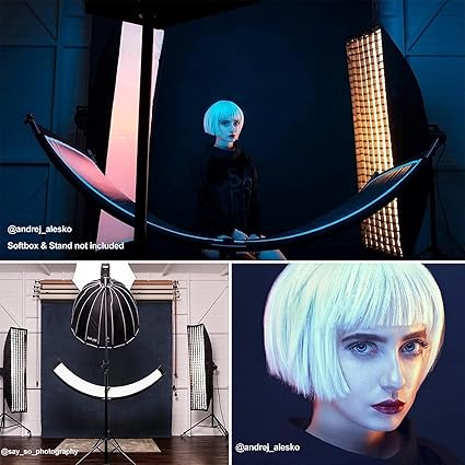 Professional 60×180cm curved clamshell light reflector – 4-in-1 diffuser with white, black, silver, and gold panels for portrait, beauty, product, and studio photography.