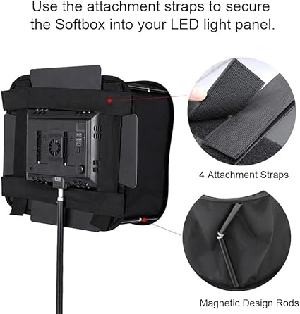 DIGIPRO softbox 300 41cm (16.1in) Portable Pop-Up Softbox Diffuser for LED Light Panels - Create Soft, Even Lighting for Studio & On-The-Go Photography, Includes Convenient Carry Case for Easy Transport