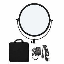 NiceFoto SL-360 ARC 70W LED light with 3200K–5600K bi-color, CRI 96+, soft arc panel, 2.4G remote, AC/DC power, and portable slim design.