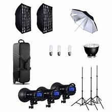 NiceFoto TB-300 2-Light Studio Flash Kit – 300W (2 Lights + Soft Umbrella Or Black Silver + Trigger + Bag), 1-Year Warranty