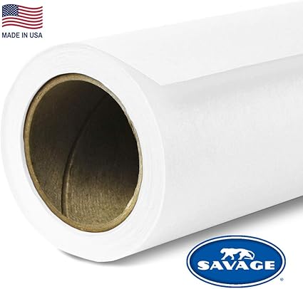 Savage Seamless Paper Photography Backdrop - Color #66 Pure White, Size 9 Feet Wide x 36 Feet Long, Backdrop for YouTube Videos, Streaming, Interviews and Portraits - Made in USA